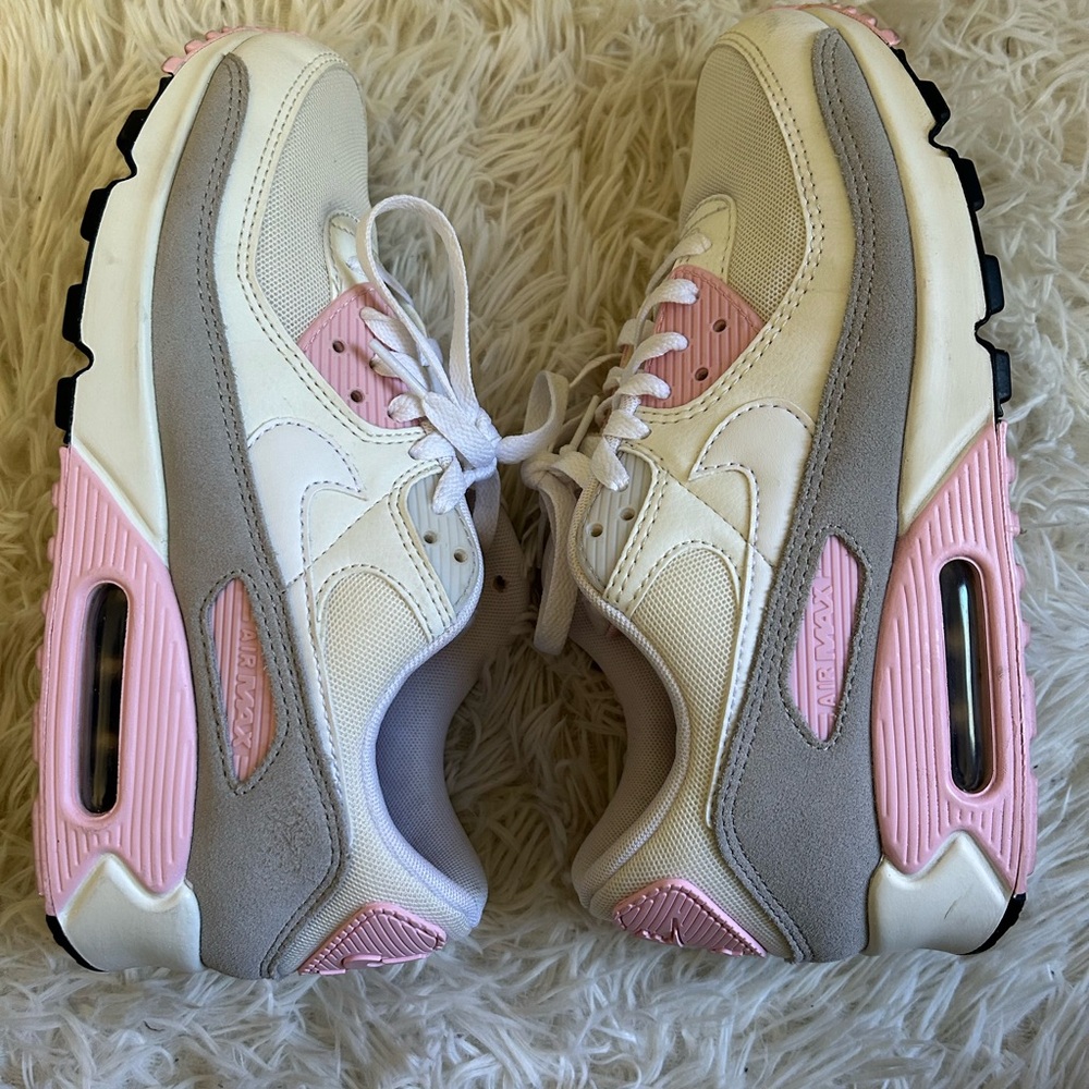 Nike Women’s Air Max 90s White and Pink Sneakers